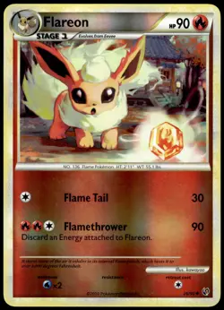 Flareon 26/90 HGSS Undaunted Reverse Holo Uncommon LP Pokemon 2010 - Image 1