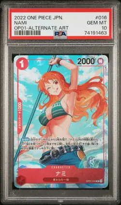 PSA 10 Nami (Alt Art) OP01-016 ROMANCE DAWN - ONE PIECE Card Game Japanese 2022 - Image 1