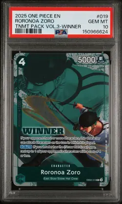 One Piece TCG Roronoa Zoro (WINNER Pack 2025 Vol. 3) EB02-019 PSA 10 💎 English - Image 1