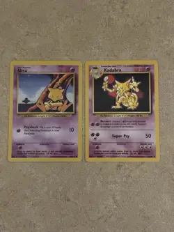 Pokemon TCG Abra & Kadabra 1999 Base Set Vintage Lot of 2 Cards English - Image 1