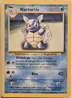 Wartortle 42/102◇ Unlimited Pokemon Card 1999 LP - Image 1