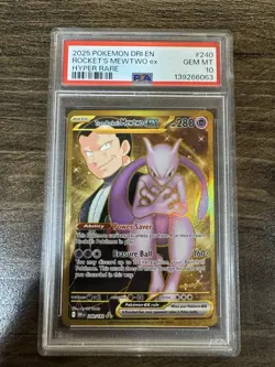 Pokemon 2025 Destined Rivals Rocket's Mewtwo ex 240/182 Hyper Rare PSA 10 - Image 1