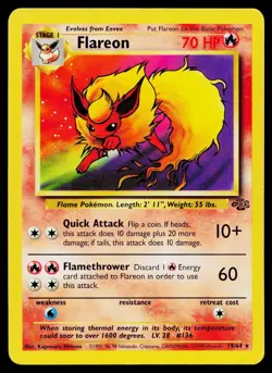 Flareon 19/64 Rare Jungle Pokemon Lightly Played - Image 1