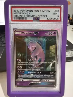 Pokemon TCG Mewtwo GX PSA 9 Shining Legends 78/73 Holo Secret Rare - Image 1