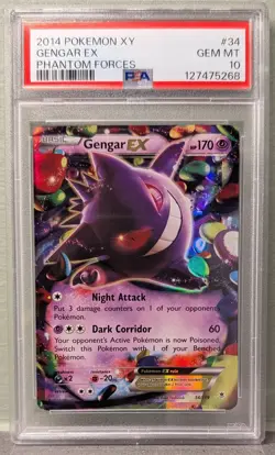 2014 Pokemon XY Phantom Forces Gengar EX 34/119 Ultra Rare PSA 10 - Image 1
