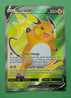 Pokemon Sword & Shield Brilliant Stars Raichu V 158/172 Full Art Rare - Image 1