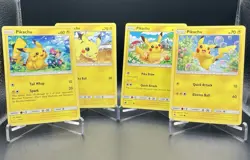 4x Pikachu Mixed Lot - Sun & Moon Era Unique Art Common Cards Pokemon TCG NM/M - Image 1