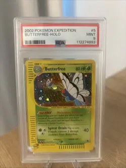 2002 POKEMON EXPEDITION #5 BUTTERFREE-HOLO PSA 9 - Swirl - Image 1