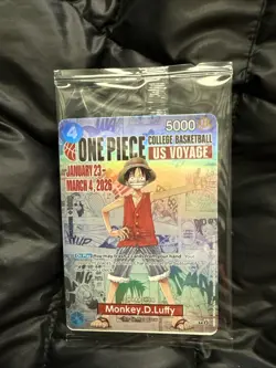One Piece Monkey.D.Luffy US College Basketball Promo Card 2/9 St John's In-Hand - Image 1