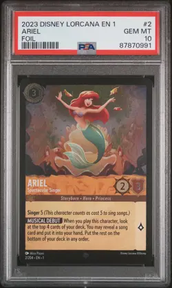 Disney Lorcana TCG Ariel #2 Foil PSA 10 - Image 1