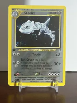 Pokemon Steelix Neo Genesis 1st Edition Holo Rare Card 15/111 SWIRL!!! LP - Image 1