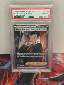 Pokemon Team Rocket's Giovanni 225/182 Sv10 Ultra Rare Holo PSA 8 - Image 1