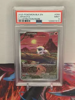 Pokemon Larvesta 099/086 Sv: Black Bolt Illustration Rare Holo PSA 9 60 HP Eng - Image 1