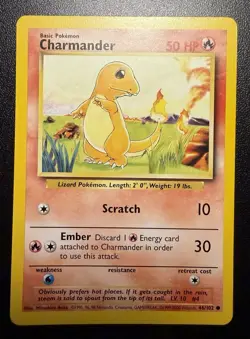 Pokemon TCG Charmander Base Set 46/102 Common 50 HP Basic Unlimited Eng - Image 1