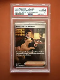 2023 Pokemon Mew EN Giovanni’s Charisma Special Illustration Rare #204 PSA 10 - Image 1