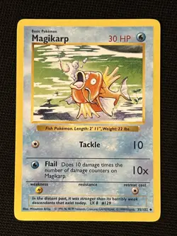 Pokemon Magikarp 36/102 Base Set (Shadowless) *Near Mint* Never Played Card - Image 1