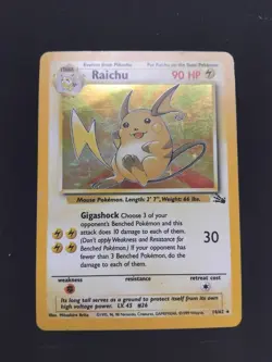 LP Pokemon TCG Raichu 14/62 Fossil Holo Card 1999 - Image 1