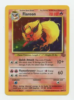 Flareon 3/64 Holo Rare Jungle 1999 Wizards Pokemon Card TCG NM / LP - Image 1