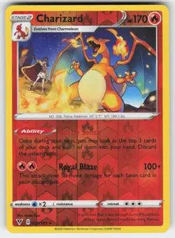 Charizard 025/185 Rare Vivid Voltage Pokemon Reverse Holo Lightly Played - Image 1