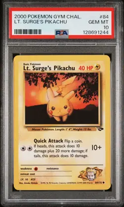 2000 POKEMON GYM CHALLENGE #84 LT. SURGE'S PIKACHU PSA 10 - Image 1