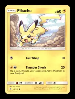 PIKACHU 40/147 C BURNING SHADOWS POKEMON LP - Image 1