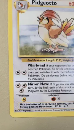 1999 Pokemon Base Set Rare non-holo Pidgeotto 22/102 BsPd02 - Image 3