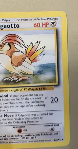 1999 Pokemon Base Set Rare non-holo Pidgeotto 22/102 BsPd02 - Image 5