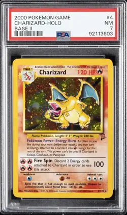 2000 POKEMON BASE SET 2 #4 CHARIZARD-HOLO PSA 7 - Image 1