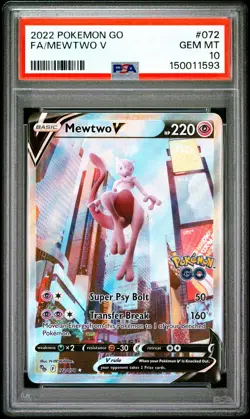 2022 POKEMON GO #072 FULL ART/MEWTWO V PSA 10 - Image 1