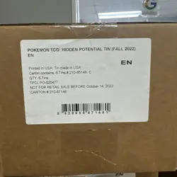 Pokemon TCG Hidden Potential Tin (Fall 2022) Sealed Case (6 Tins) - Image 1