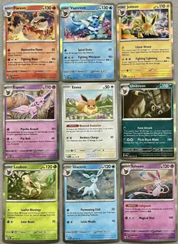 Prismatic Evolutions Complete Eevee Set Of 9 Cards w/ 8 Eeveelutions Holo Rares! - Image 1