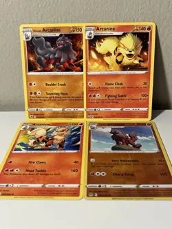 Arcanine 4 Card Lot Pokemon TCG Different Sets 4 Rare With 1 Reverse Holo - Image 1