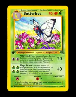 1999 Pokemon BUTTERFREE Jungle Set 1ST EDITION "d" ERROR Ink Misprint Card 33/64 - Image 1