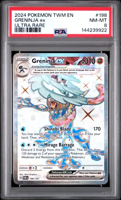 PSA NM-MT 8 - 2024 POKEMON TWM EN-TWILIGHT MASQUERADE ULTRA RARE 198 GRENINJA ex - Image 1