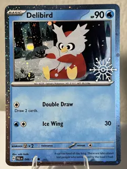 Delibird PAL 046/193 Cosmo Holo Pokemon TCG Stamped Snowflake - Image 1