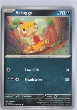 Pokemon TCG 60 /91 Scraggy Common Paldean Fates - Image 1
