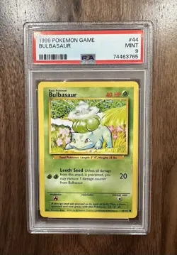 Bulbasaur 44/102 Unlimited Base Set Pokemon Card PSA 9 MINT - Image 1