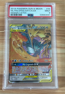 Pokemon PSA 9 Moltres & Zapdos & Articuno GX 44/68 Hidden Fates Mint Ship Ready - Image 1