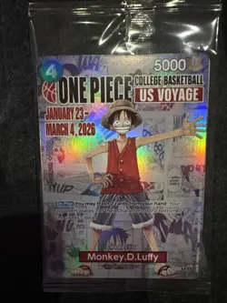 One Piece Monkey.D.Luffy [College Basketball US Voyage] P-055 Promo Card SEALED - Image 1