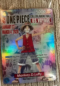 One Piece Card Game Monkey D. Luffy US Voyage Promo Sealed College Basketball - - Image 1