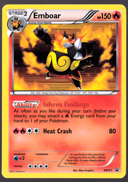 Emboar BW21 Black Star Promo Holo Black & White Pokemon Card 2011 LP - Image 1