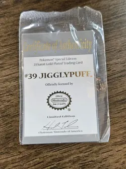 Pokemon Jigglypuff 23K Gold Plated Trading Card 1999 Burger King COA Pokeball - Image 5