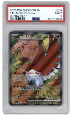 2025 POKEMON DRI EN-DESTINED RIVALS ULTRA RARE #209 ETHAN'S HO-OH EX PSA 9 - Image 1