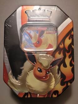 Pokemon TCG Flareon V Collection Tin Brand New Factory Sealed 4 Booster Packs - Image 1