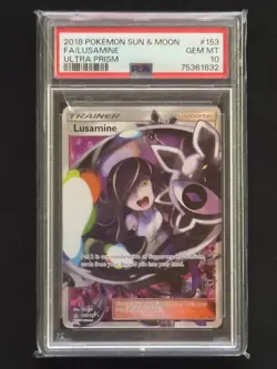 PSA 10 Lusamine 153/156 Pokemon 2018 Ultra Prism Alt Art Full Art - Image 1