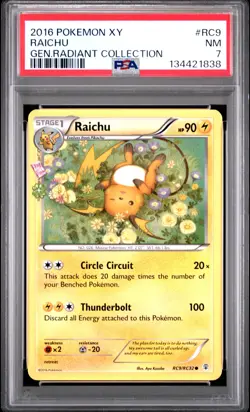 2016 Pokemon Xy Generations Radiant Collection #RC9 Raichu PSA 7 - Image 1