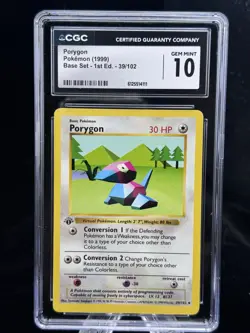 Porygon #39 1st Edition Base Set 1999 Pokemon Game CGC 10 🔹 - Image 1