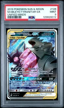 2019 POKEMON SUN & MOON UNIFIED MINDS #126 M.SBLEYE/TYRANITAR GX UNIFIED MINDS - Image 1
