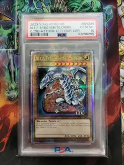 YuGiOh! Blue-Eyes White Dragon - LC01-EN004 - QCR - Attribute Error - PSA 10 - Image 1