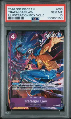 2026 ONE PIECE PROMOS ILLUSTRATION BOX VOL.6 #093 TRAFALGAR LAW PSA 10 - Image 1